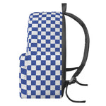 Blue And White Checkered Pattern Print Backpack