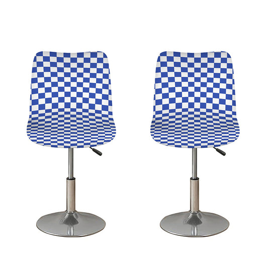 Blue And White Checkered Pattern Print Bar Stool Covers