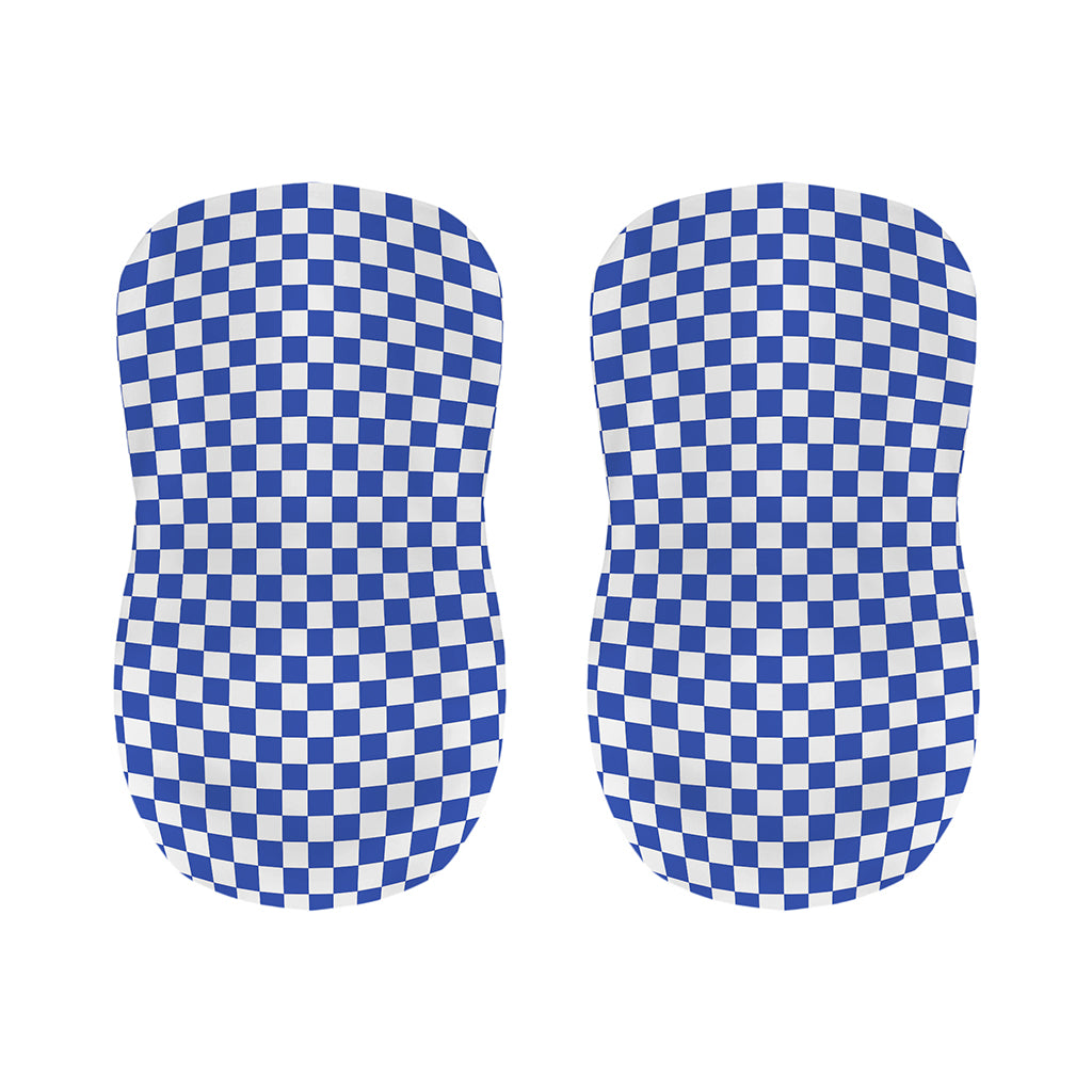 Blue And White Checkered Pattern Print Bar Stool Covers
