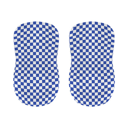 Blue And White Checkered Pattern Print Bar Stool Covers