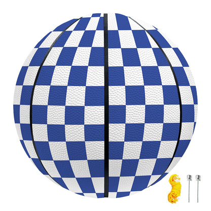 Blue And White Checkered Pattern Print Basketball