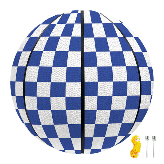 Blue And White Checkered Pattern Print Basketball