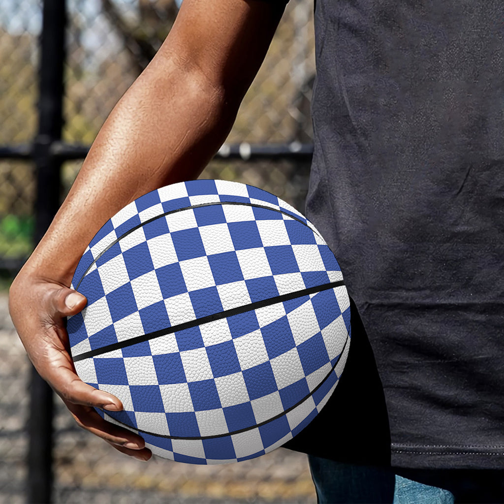 Blue And White Checkered Pattern Print Basketball