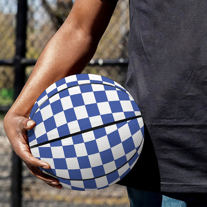 Blue And White Checkered Pattern Print Basketball