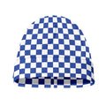 Blue And White Checkered Pattern Print Beanie