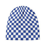 Blue And White Checkered Pattern Print Beanie