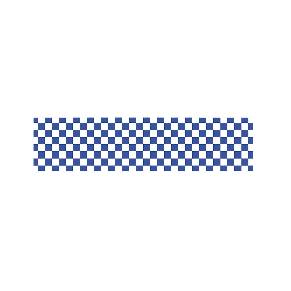 Blue And White Checkered Pattern Print Bed Runner