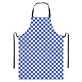 Blue And White Checkered Pattern Print Bib Apron With Pocket