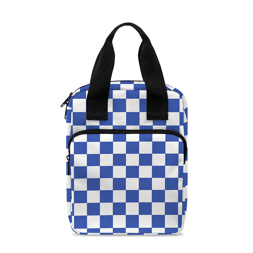Blue And White Checkered Pattern Print Bible Tote Bag