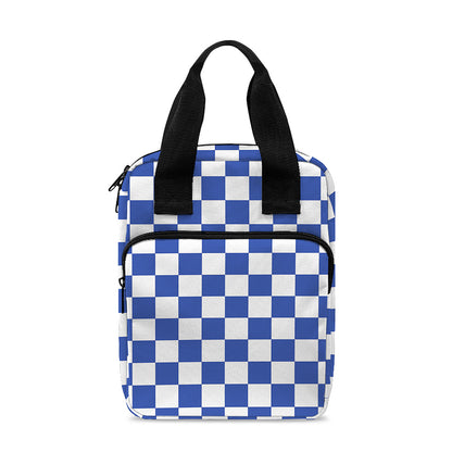 Blue And White Checkered Pattern Print Bible Tote Bag