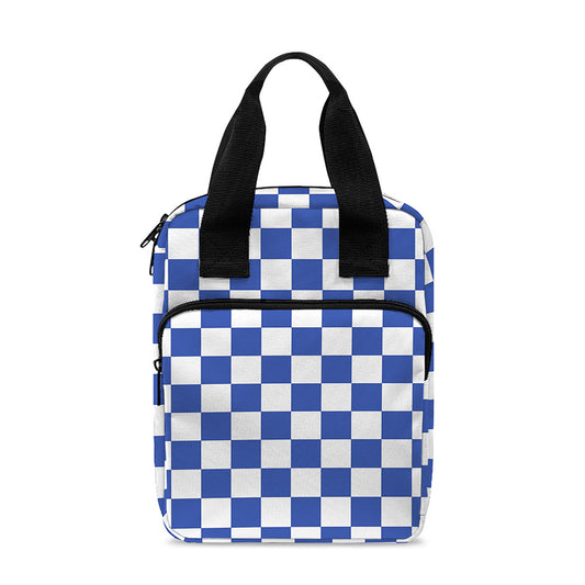 Blue And White Checkered Pattern Print Bible Tote Bag