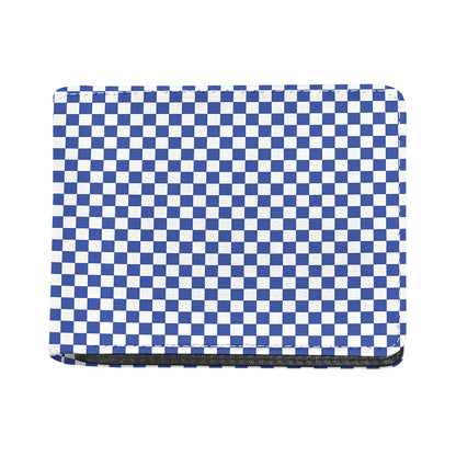 Blue And White Checkered Pattern Print Bifold Wallet