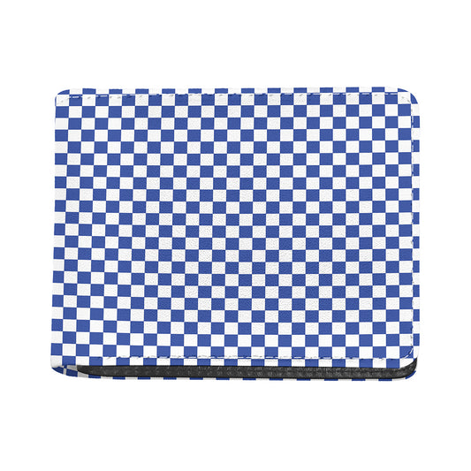 Blue And White Checkered Pattern Print Bifold Wallet
