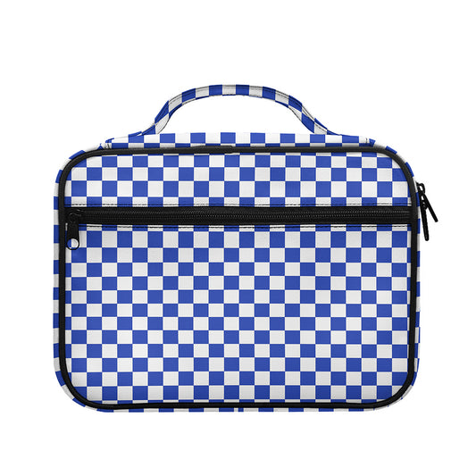 Blue And White Checkered Pattern Print Briefcase Bible Bag