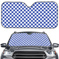 Blue And White Checkered Pattern Print Car Windshield Sun Shade