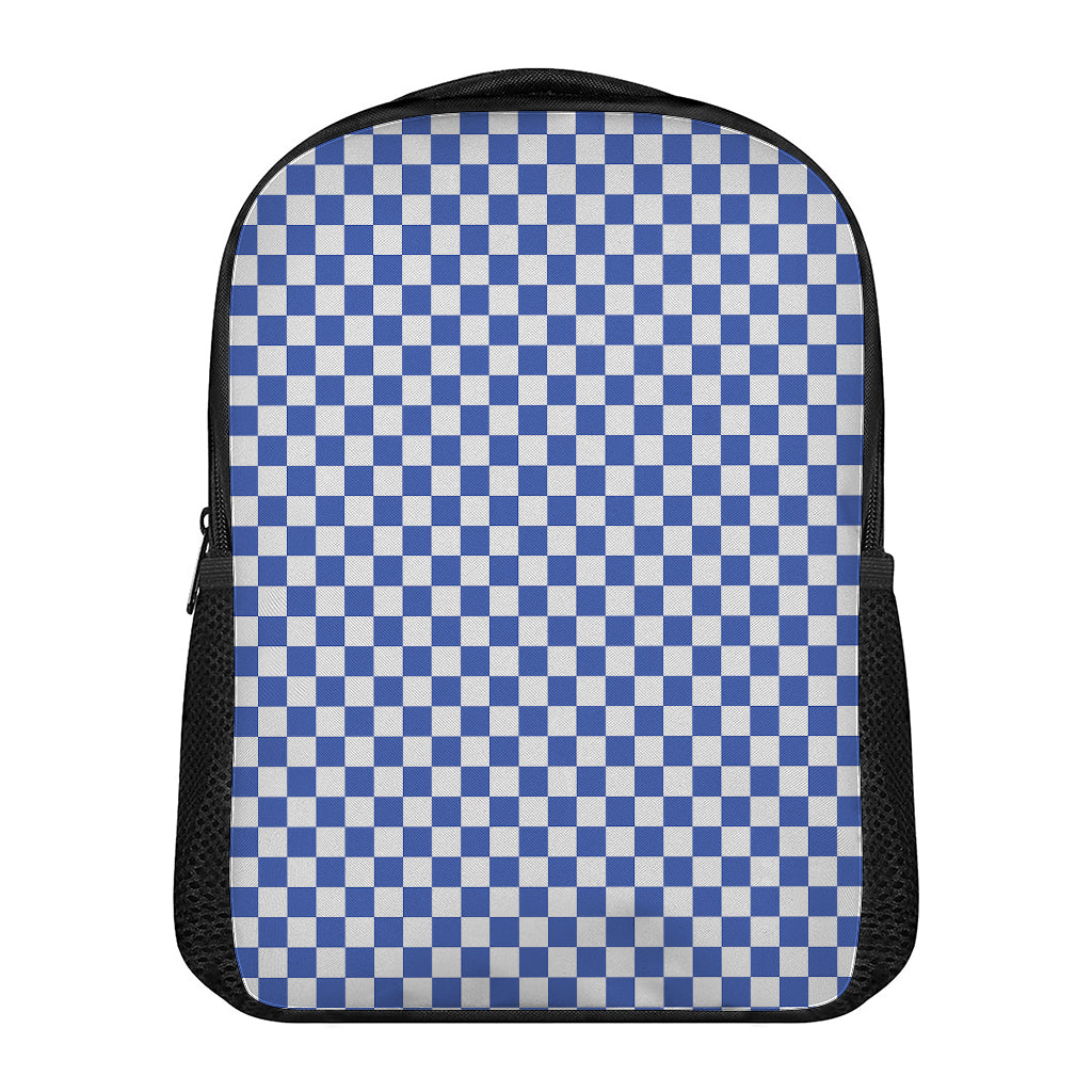 Blue And White Checkered Pattern Print Casual Backpack