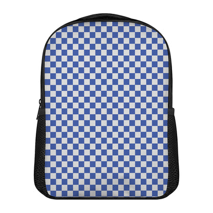 Blue And White Checkered Pattern Print Casual Backpack