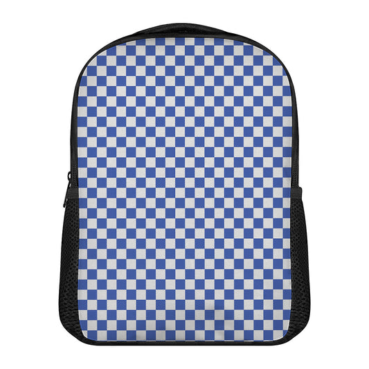 Blue And White Checkered Pattern Print Casual Backpack