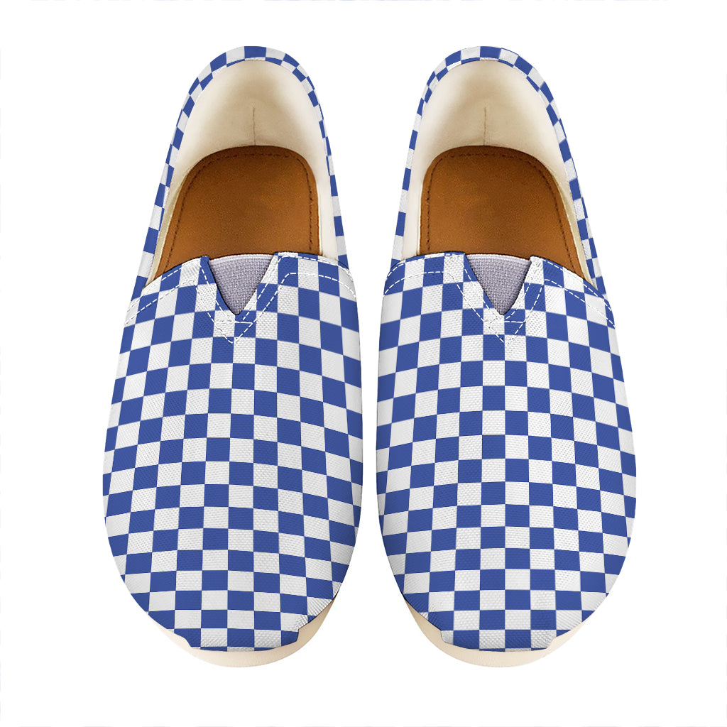 Blue And White Checkered Pattern Print Casual Shoes