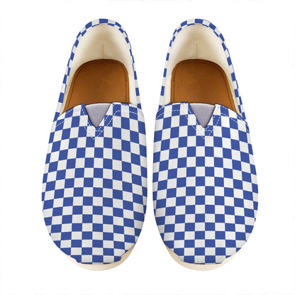 Blue And White Checkered Pattern Print Casual Shoes
