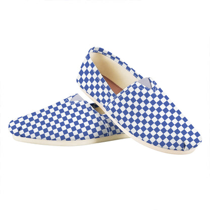 Blue And White Checkered Pattern Print Casual Shoes