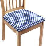 Blue And White Checkered Pattern Print Chair Cushion Cover