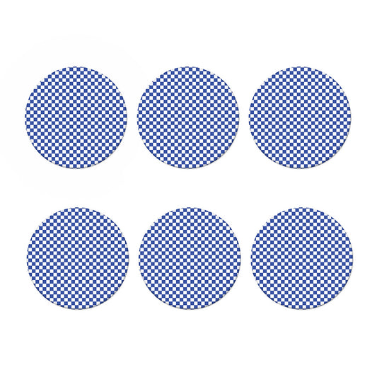 Blue And White Checkered Pattern Print Coaster Set