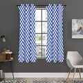 Blue And White Checkered Pattern Print Grommet Curtain Panels