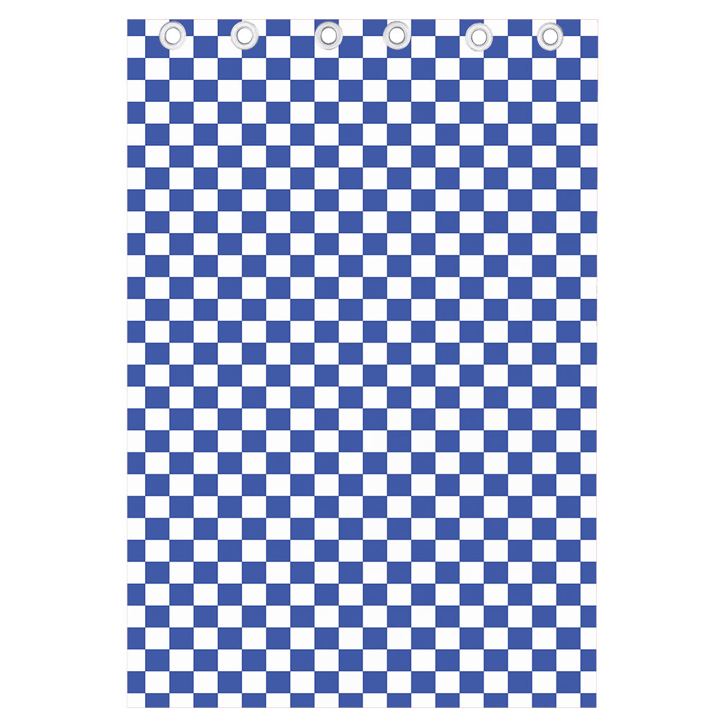 Blue And White Checkered Pattern Print Curtain