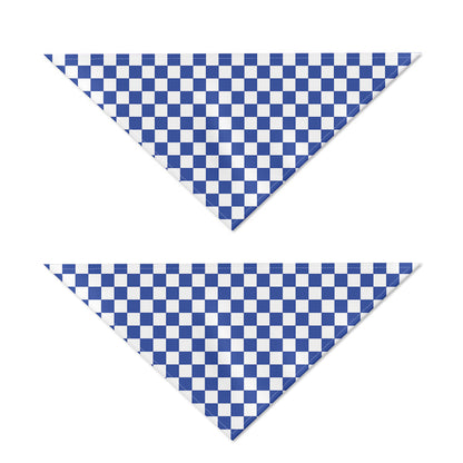 Blue And White Checkered Pattern Print Dog Bandana