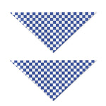 Blue And White Checkered Pattern Print Dog Bandana