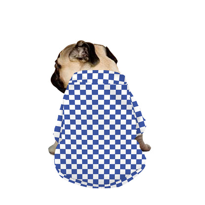 Blue And White Checkered Pattern Print Dog Zip Up Jacket