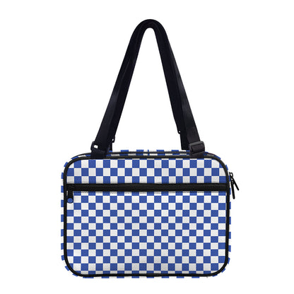 Blue And White Checkered Pattern Print Double Strap Bible Bag