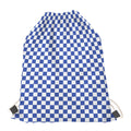 Blue And White Checkered Pattern Print Drawstring Bag