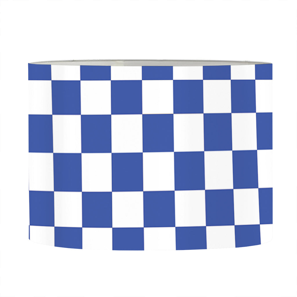 Blue And White Checkered Pattern Print Drum Lamp Shade