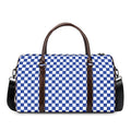 Blue And White Checkered Pattern Print Duffel Bag