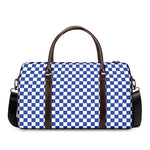 Blue And White Checkered Pattern Print Duffle Bag