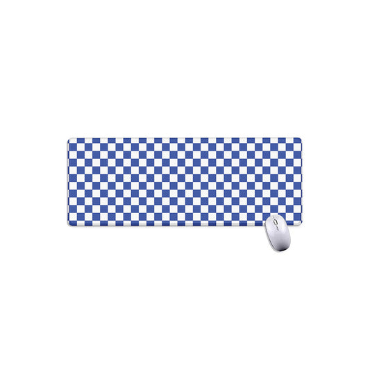 Blue And White Checkered Pattern Print Extended Mouse Pad