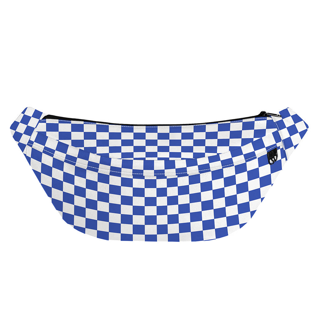 Blue And White Checkered Pattern Print Fanny Pack