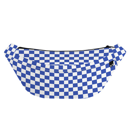 Blue And White Checkered Pattern Print Fanny Pack