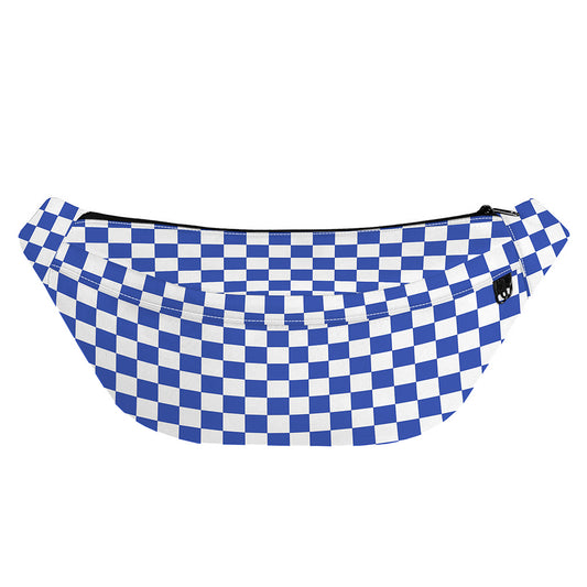 Blue And White Checkered Pattern Print Fanny Pack