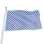Blue And White Checkered Pattern Print Flag