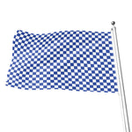 Blue And White Checkered Pattern Print Flag