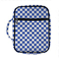 Blue And White Checkered Pattern Print Front Pocket Bible Bag