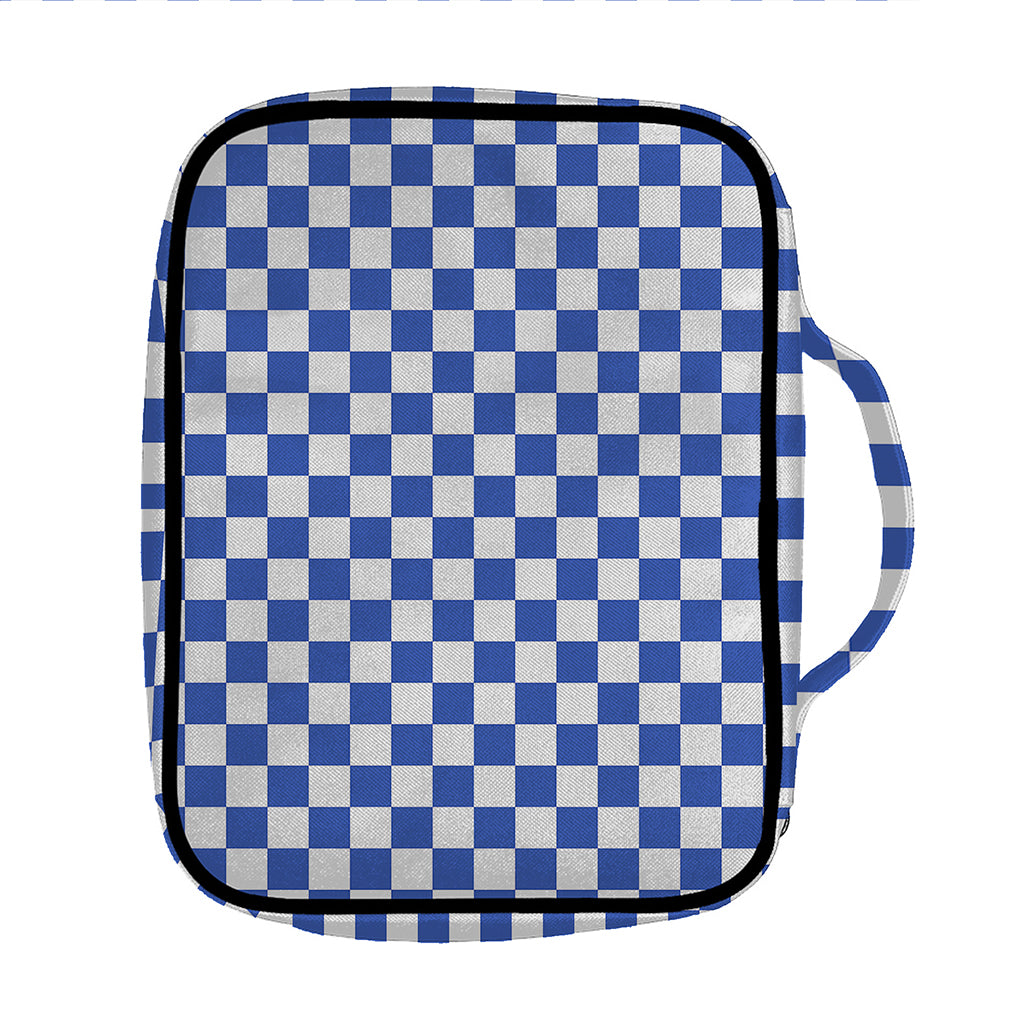 Blue And White Checkered Pattern Print Front Pocket Bible Bag