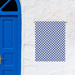 Blue And White Checkered Pattern Print Garden Flag