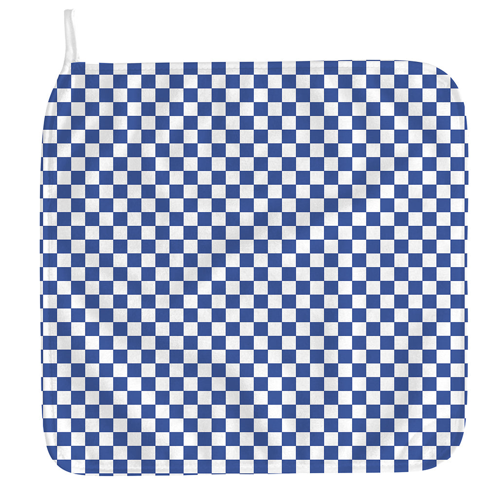 Blue And White Checkered Pattern Print Hand Towel