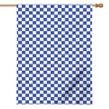 Blue And White Checkered Pattern Print House Flag