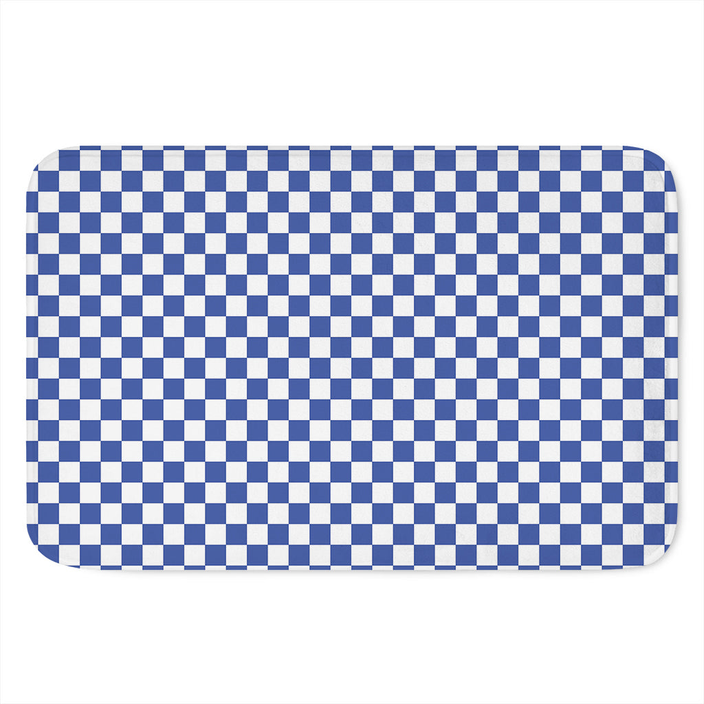 Blue And White Checkered Pattern Print Indoor Door Mat