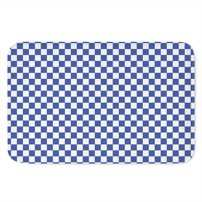 Blue And White Checkered Pattern Print Indoor Door Mat